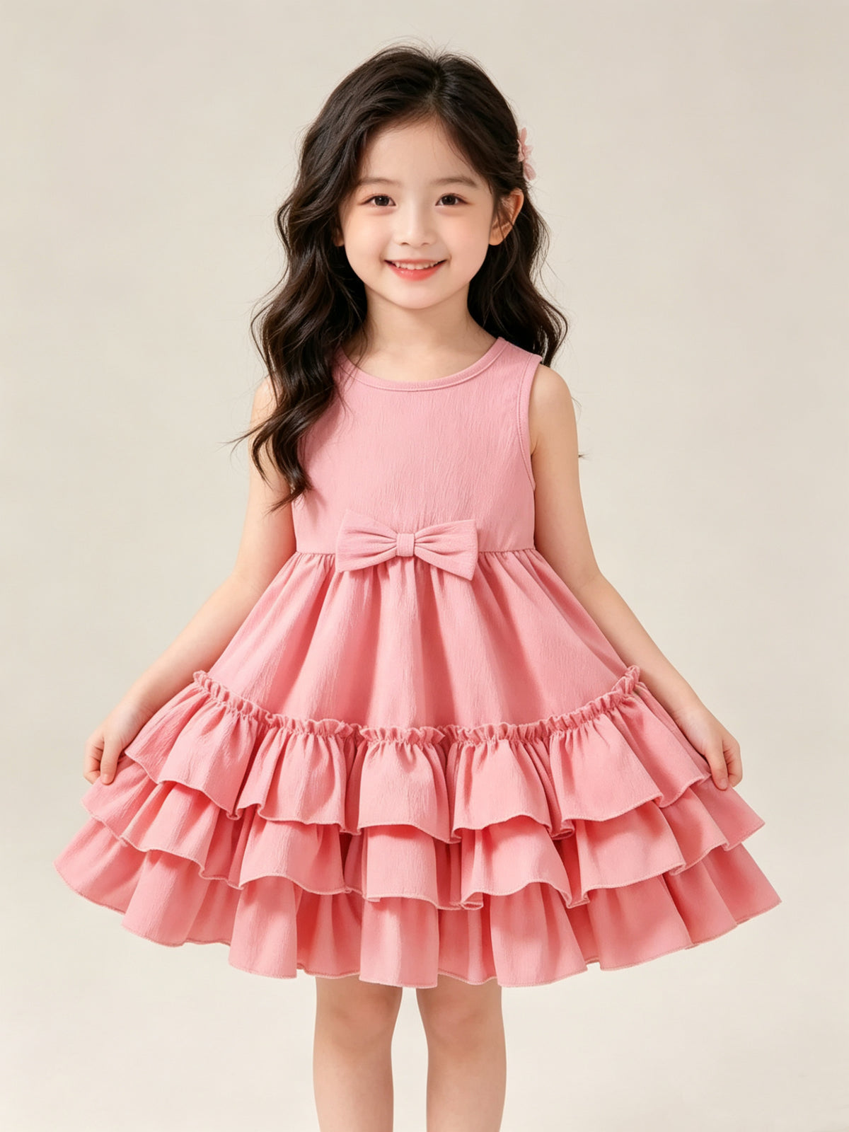 Girls Sleeveless Tiered Dress
